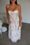 Corset Detailed, Supportive, Floral Patterned Maxi Long Dress - 4