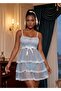 Light Blue White Lace Nightgown - 686 - 2