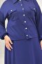 67066 Plus Size Modal Suit with Flap Pockets and Skirt - Indigo - 2
