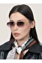 Unisex Rimless Rectangular Sunglasses Gold Color Handle Brown Gradient Glass Uv Protected Hart C1
