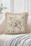 Beige Floor with Small Floral and Ivy Pattern Vintage Fringed-Tasseled Throw Pillow Cover and Decorative Pillowcase - 2