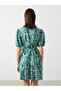 Original Shirt Collar Patterned Dress - 4