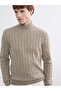 Southblue Beige Hair Braid Patterned Wool Blend Knitwear Men's Sweater