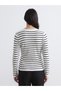 Trendlucky V-Neck Striped Women's Knitwear Sweater with Difference in Color - 4