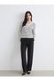 Trendlucky V-Neck Striped Women's Knitwear Sweater with Difference in Color - 2