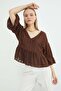 Textured V-Neck Casual Blouse - 4
