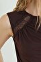 Lace Detailed Boat Neck Slim Fit Blouse - 5
