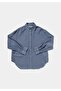Oversize Fit Shirt Neck Plain Women's Blue Long Sleeve Shirt - 5