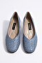 Women's Blue Braided Genuine Leather Heeled Shoes, Size 35-41 - 4
