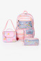 Girl's Pink 3-Piece School Bag Set with Accessories - Backpack, Lunch Bag, Pencil Case - 3