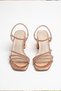 Women's Stoned Short Heeled Bronze Evening Dress Shoes - 3