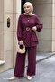 Stoned Buttoned Plum Double Set - 3