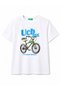 Baby Boy White Graphic Bicycle Printed Short Sleeve T-Shirt 1-5 Years Ecru