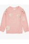 Girl's Crew Neck Floral Printed Sweatshirt 4-12 Years Light Pink - 4