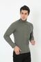 Men's Ribbed Camisole Fabric High Collar Full Lycra Slimfit Bodysuit - Khaki Mariposa Secret - 2