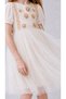 Baby Girl & Child Floral Appliqued Lace Detailed Tulle Skirted Short Sleeve Back Zipper Evening Dress - 3