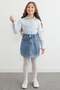 100% Cotton Floral Embroidered Girls' Denim Skirt - 6