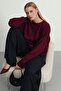 Burgundy Crew Neck Oversized Knitwear Sweater - 3