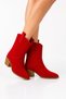 Handy Women's Western Cowboy Heeled Suede Laser Cut Perforated Summer Boots-Red - 2