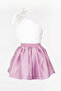Lilac One-Shoulder Bow Detailed Skirt Crop Girl's Double Set - Luisa - 6