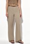 Belted Linen Look Straight-Leg Trousers