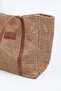 Straw Beach Handbag with Faux Leather Strap - 4