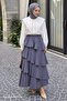 Ruffled Layered Long Modal Skirt Gray - 2