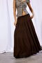 Normal Waist Wrinkled Textured Viscose Maxi Brown Skirt H3336Ax26Sm - 3
