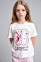 Kpop - Demon Hunters Licensed Regular Fit Elastic Waist 2-Piece Ecru Pajama Set Girls H8098A826Sm
