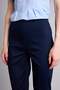 Sigaret Satin Trousers Navy Blue Regular Waist Basic Flat Elastic Waist Straight Leg J8743Az24Wn - 4