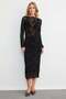Elastic Waist Floral Embossed Lined Tulle Skirt - 4