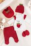 New Season Strawberry Baby Girl 5-Piece Hospital Discharge Set Newborn Outfit Strawberry Set