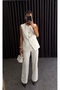 Women's Button Detailed Vest Pants Set White - 3