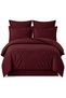 100% Cotton Satin Striped Double Duvet Cover Set - Claret Red - 4