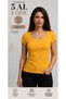 Women's Short Sleeve Square Neck Yellow Color Body T-Shirt Bluz