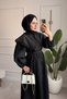 Design Balloon Sleeve Yellow Summer Belted Lined Black Scallop Dress - 7