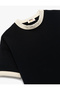 Cotton Short Sleeve Ribbed Piped Crew Neck Oversized T-Shirt - 6