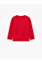 Embroidered Long Sleeve Cotton Crew Neck T-Shirt - 4