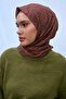 Soft Cotton Scarf Red Brown Geometric Patterned Light Textured 90X90 - 4