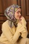 Twill Silk Scarf Plum-Butter Yellow Patterned Tok Duruşlu 90X90 - 7
