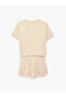 Polka Dot Comfortable Fit Short Sleeve Crew Neck Pajama Set with Shorts - 4