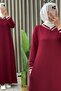 Combed Cotton Fabric Women's Nurse Dress Burgundy - 4