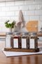 Set of 4 Glass Spice Jars with Wooden Stands, Labeled Spice Jar Set with Lids Mh01Slvr04 - 3