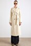 Double-Breasted Waist-Tied Mid-Length Coat Ekru 3754-Y - 6