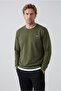Crew Neck Regular Fit Embroidered Basic Thin Sweatshirt