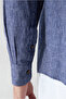 Long Sleeve Oversize Striped Linen Look 100% Cotton Shirt - 7
