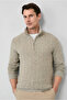 Half Turtleneck Regular Fit Zippered Patterned Knitted Wool Sweater - 3