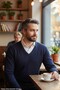 Standard Fit Navy Blue Non-Pilling Regular Cut V-Neck Knitwear Sweater - 5