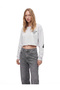 Ruffled Comfortable Fit Boat Neck Long Sleeve Printed Crop Sweatshirt - 2
