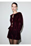 Velvet Blouse with Tie Detail